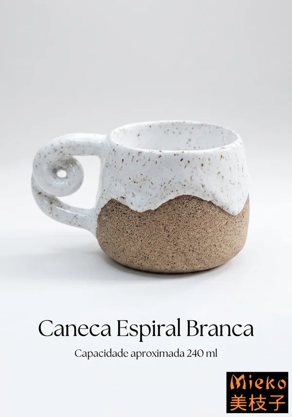 R$ 80 (PIX) R$ 90 (CARTÃO) Caneca Espiral Branca